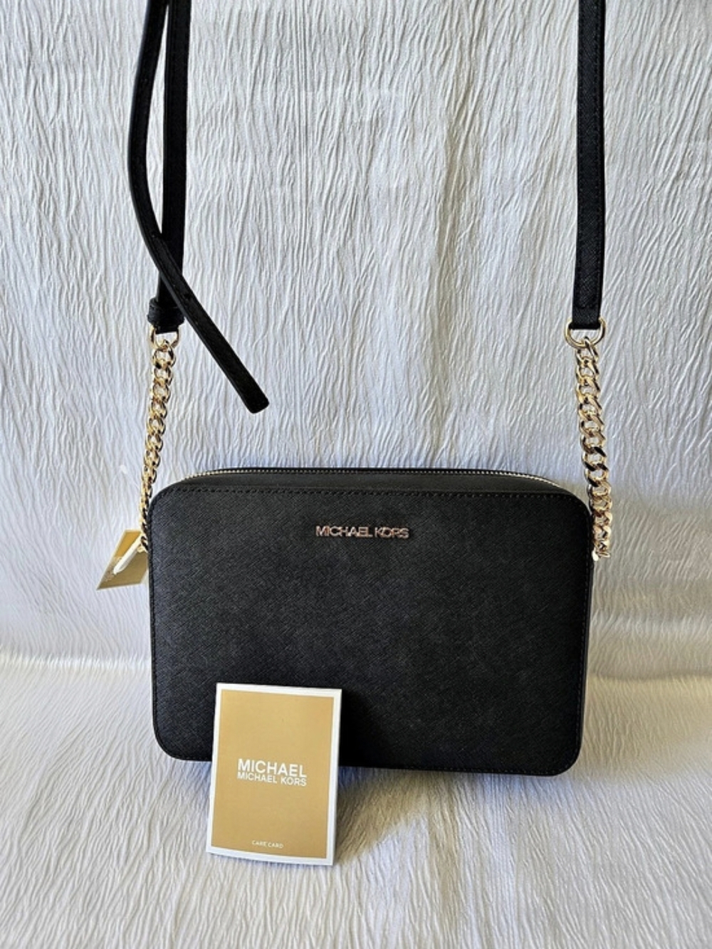 Michael Kors Jet Set Large Saffiano Leather Crossbody Bag Black